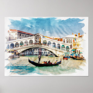 Poster Veneza, Itália - Aquarela