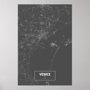 Póster Veneza, Italia (branca no preto)