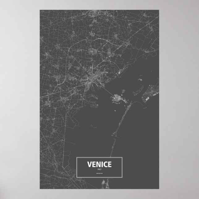 Póster Veneza, Itália (branco a preto) (Frente)
