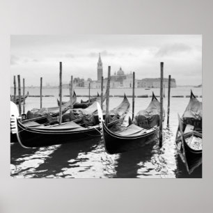Poster Veneza Itália paisagem negra e branca P Triptych