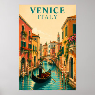Poster Veneza Itália Vêneto Canal Vêneto Viagem Retro
