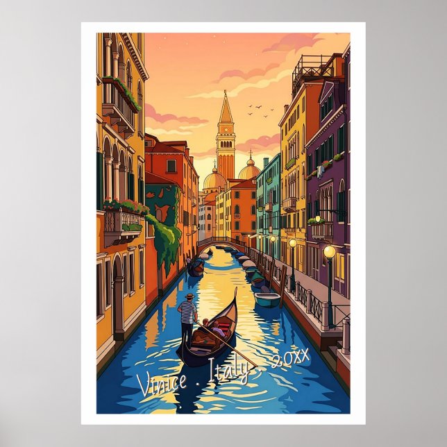 Poster Veneza Itália Viagens Retrô (Frente)