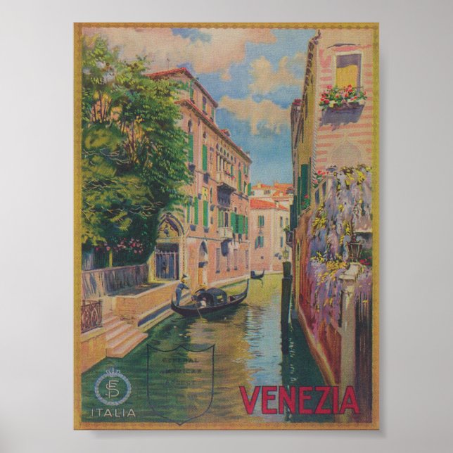 Poster Veneza Itália Viagens vintage (Frente)