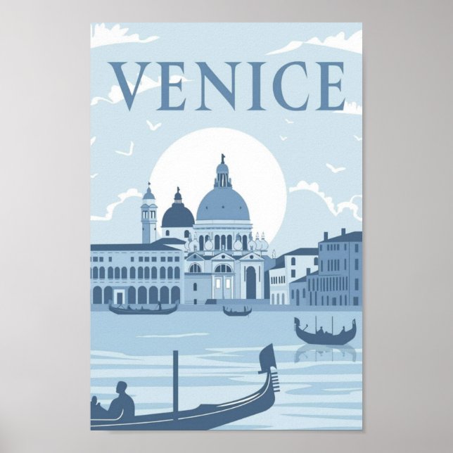 Poster Veneza Itália Vintage Familiar Viagem (Frente)