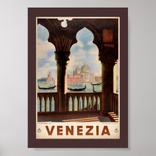 Poster Veneza Venezia Cartaz de Viagem Antigo Restaurado