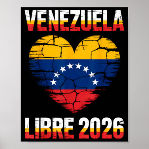 Poster Venezuela Livre 2026 Bandeira do Coração da Venezu