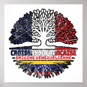 Poster Venezuela Venezuelano Francês França Raízes Bandei