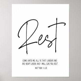 Poster Venha A Mim, Matthew 11:28, Arte de Muro de Escrit