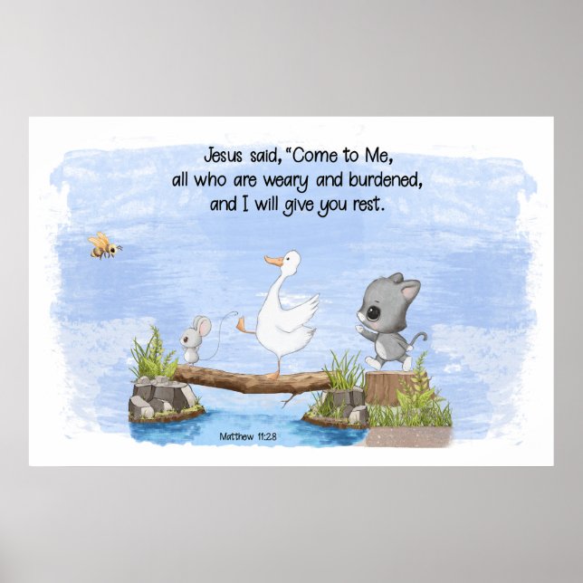 Poster Venha até mim e eu te darei o resto do Matthew 11: (Frente)
