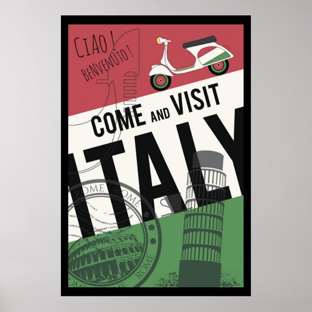 Poster Venha e Visite a Itália (Frente)