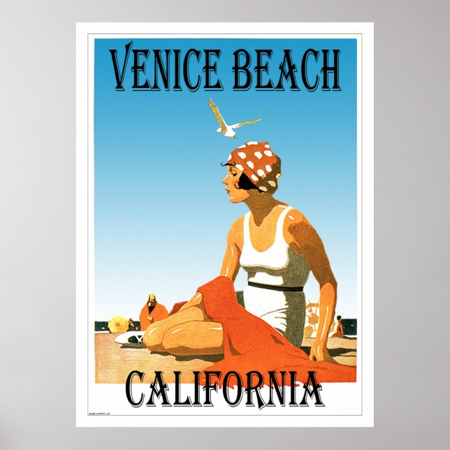 Poster Venice Beach California Retro Beach 1920 (Frente)