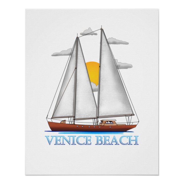 Póster Venice Beach Coastal Nautical Sailing Sailor (Frente)