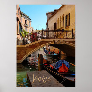 Poster Venice Itália Canal Bridge Boat Viagem