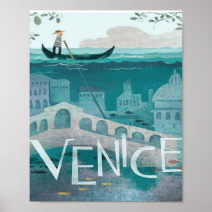 Poster venice Itália, posto retrô de férias de viagem Gon