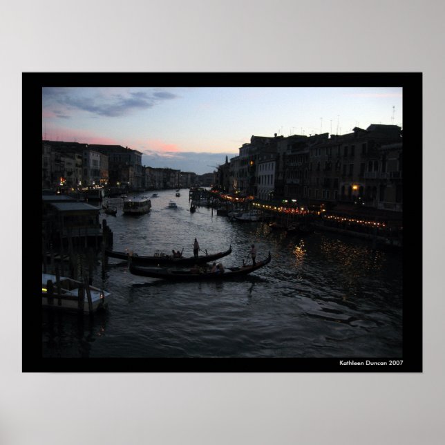 Póster Venice Sunset com Gondalas (Frente)