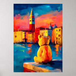 Poster Venice Teddy Fauvist Sunset Canal Print