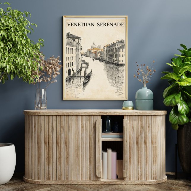 Poster Venice Travel | Retro Gondola Canal Vintage  (Criador carregado)