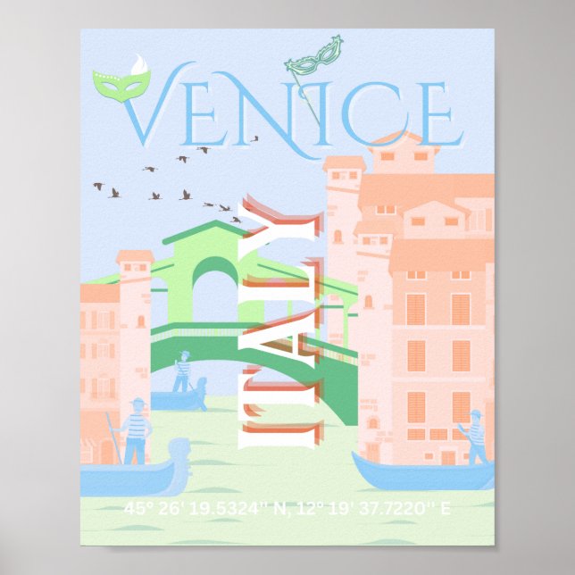 Poster Venice Viagem Art, Itália, Viagem Art (Frente)