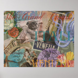 Póster Venice Vintage Trendage Itália Viagem Collage