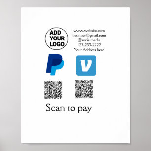 Poster Vênmo paypal scan para pagar o texto do logotipo d