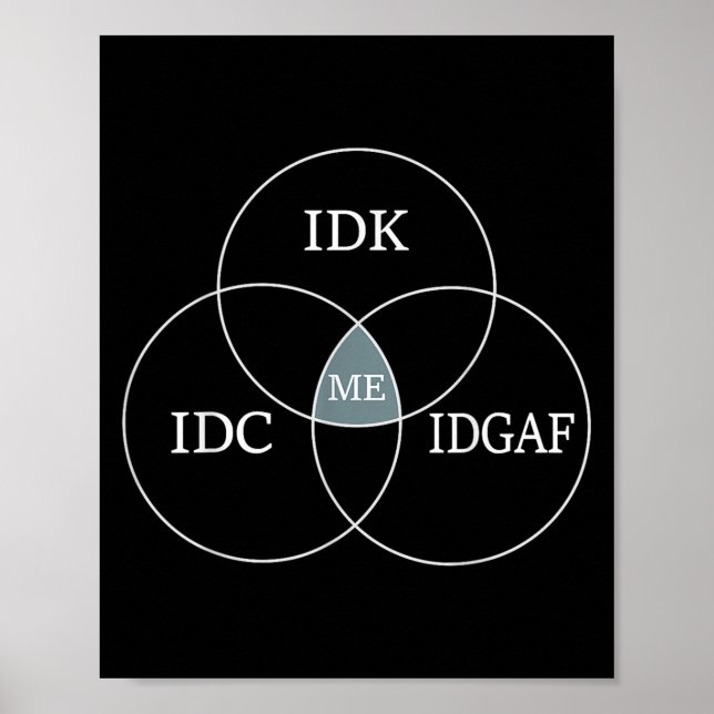 Poster Venn Diagram Idgaf Funny Meme Science Scifi Idc Id (Frente)