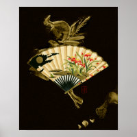 Ventilador Oriental Crampeado com Design Floral