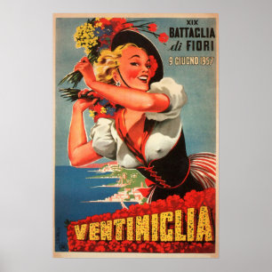 Poster Ventimiglia, Itália Viagens vintage