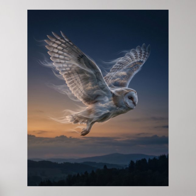Poster Vento Coruja Crepúsculo Céu (Frente)