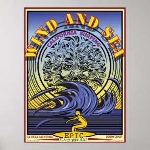 PÓSTER VENTO E MAR LA JOLLA CALIFÓRNIA SURFBREAK