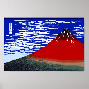 Poster Vento fino colorido, manhã clara Monte Fuji Japã