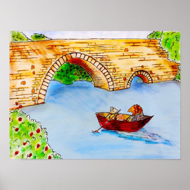 Poster Vento na cena do barco Willows Rat e Mole (Frente)