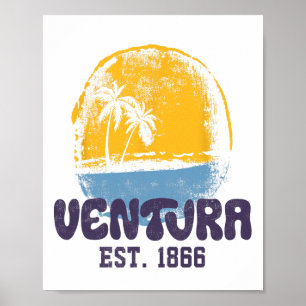 Poster Ventura Califórnia Retro Surfista Praia Vintage Pa
