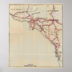 Poster Ventura, Los Angeles, San Bernardino, alaranjado