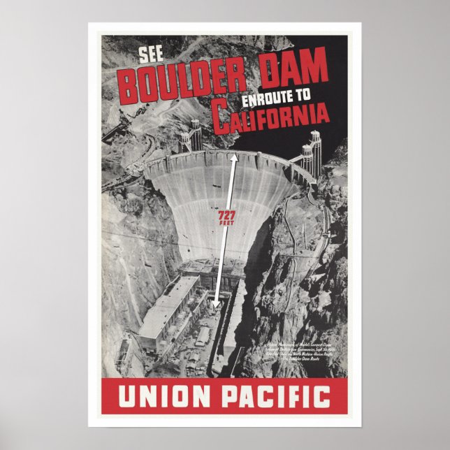 Póster Ver Boulder Dam, Hoover Dam - Viagens vintage (Frente)