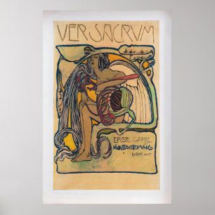 Poster Ver Sacrum por Koloman Moser Viena Antiga