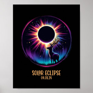 Poster Ver Totalidade abril 2024 Astronomy Deer Hunt Sol
