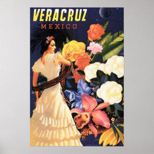 Poster VERACRUZ MEXICO Mulheres Dançando Viagens vintage
