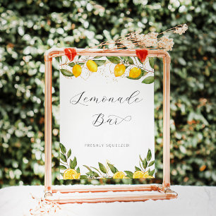 Poster Verão Brilhante Limão Chá de Noiva Bar de Limonada
