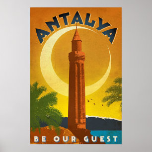 Poster Verão de Antalya, Turquia, mar Mediterrâneo,