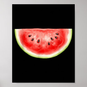 Poster Verão de Melancia Aquarela Fruta Fatia Suculento
