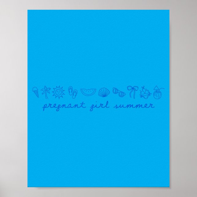 Poster Verão de Menina Grávida Anúncio Divertido de Bebê  (Frente)