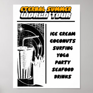 Poster Verão Eterno - Sorvetes Coco Surf Yoga (