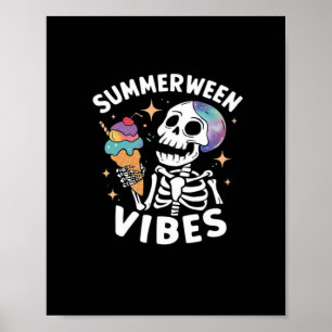 Poster Verão Halloween Engraçado Esqueleto De Gelo