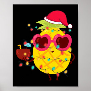 Poster Verão havaiano tropical Natal abacaxi Natal