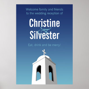 Poster Verão Mediterrâneo, recepção de casamento bem-vind