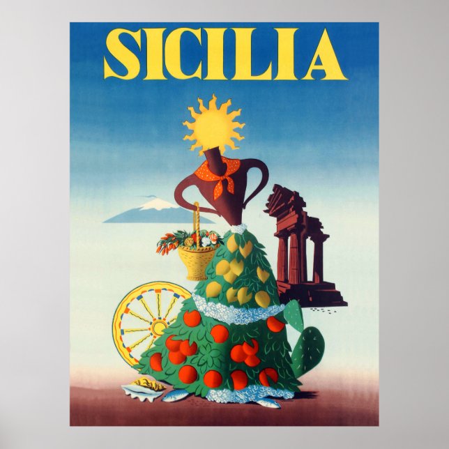 Poster Verão na Sicília, Itália (Frente)