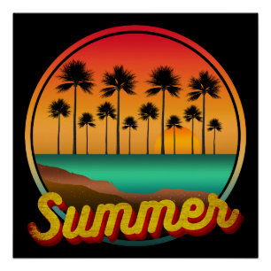 Póster verão natureza pôr do sol
