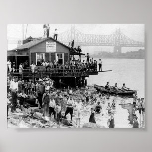 Póster Verão no East River, New York 1921 NY