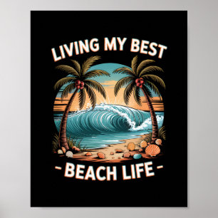 Poster Verão Praia Vibrações de Férias Tropicais e Par So
