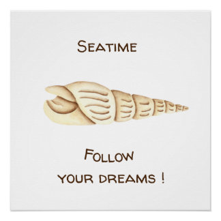 Póster Verão Siga seus sonhos Concha Romântico Fofo